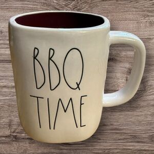Rae Dunn "BBQ TIME" Ceramic Mug w/Burgundy Inside  - NWOT